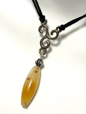 2/$20, Yellow Orange Aventurine Necklace, Genuine Gemstone Black Cord Necklace